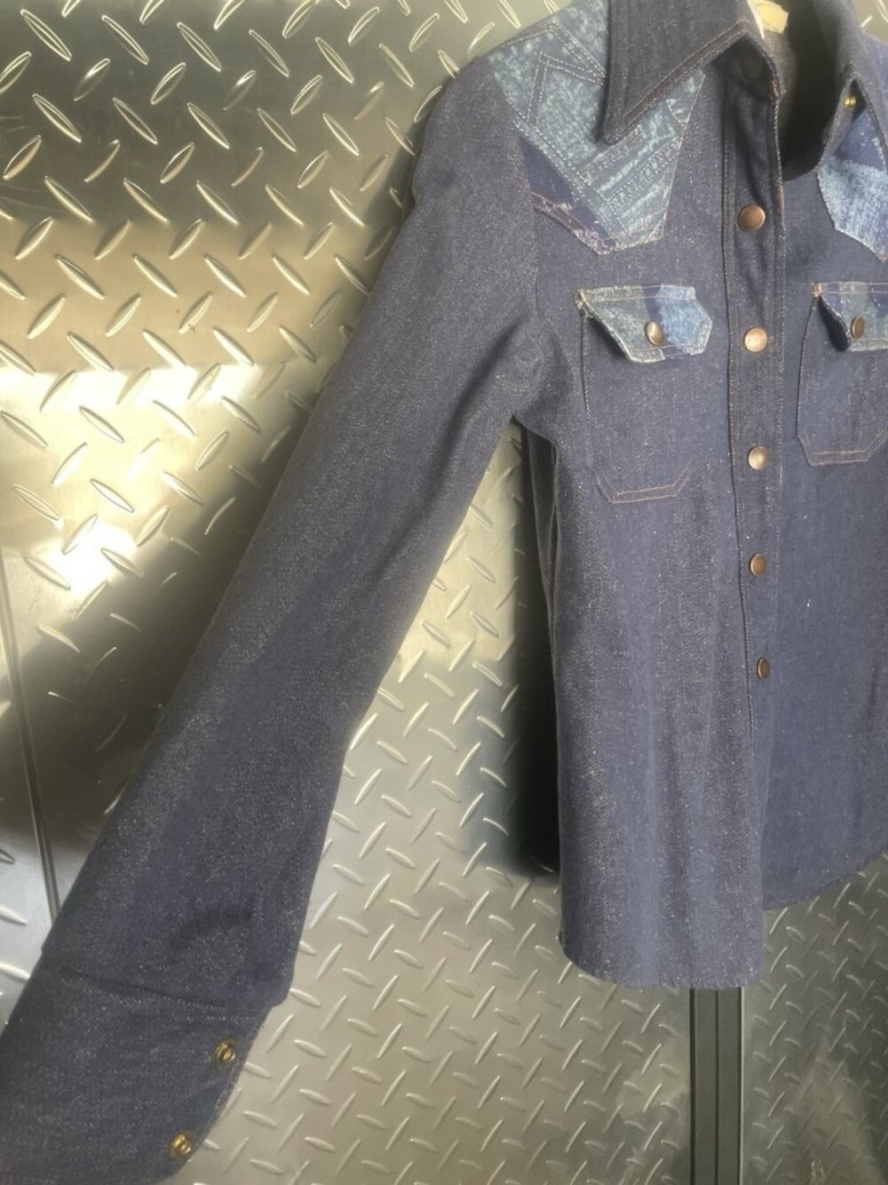 Vintage 70s Kennington California Women's Western Patchwork Shirt Size 7 - Picture 4 of 10
